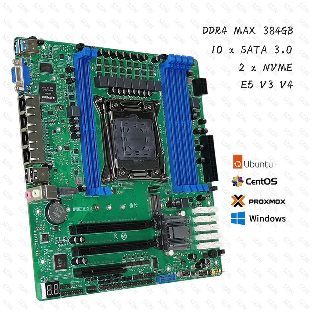 New C612 Motherboard LGA2011-3 For NAS Servers Firewalls Vpn Abonnement Virtual Machines Routers 4x2.5GE 10xSATA Raid