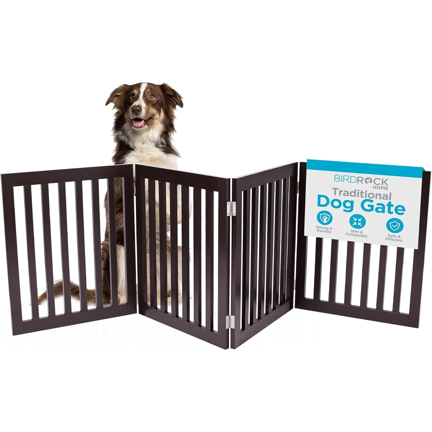 Dog Gate Indoor Freestanding Pet Barrier, Folding Wood Dog Fence, Extra Wide Doorway Puppy Gate, Indoor Animal Privacy Panel