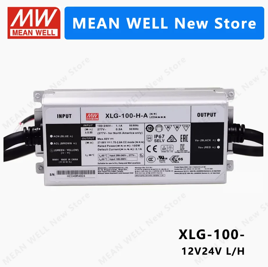 MEAN WELL XLG-100 XLG-100-12-A XLG-100-24-A XLG-100-H-A XLG-100-H-AB  MEANWELL XLG 100 100W  Power Supply