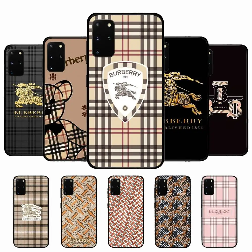 Fun Luxury B-Burberry Phone Case For Samsung S 24 Fe 25 Ultra Plus 20 Lite 21 30 22 23 24 22 Ultra 5G Fundas