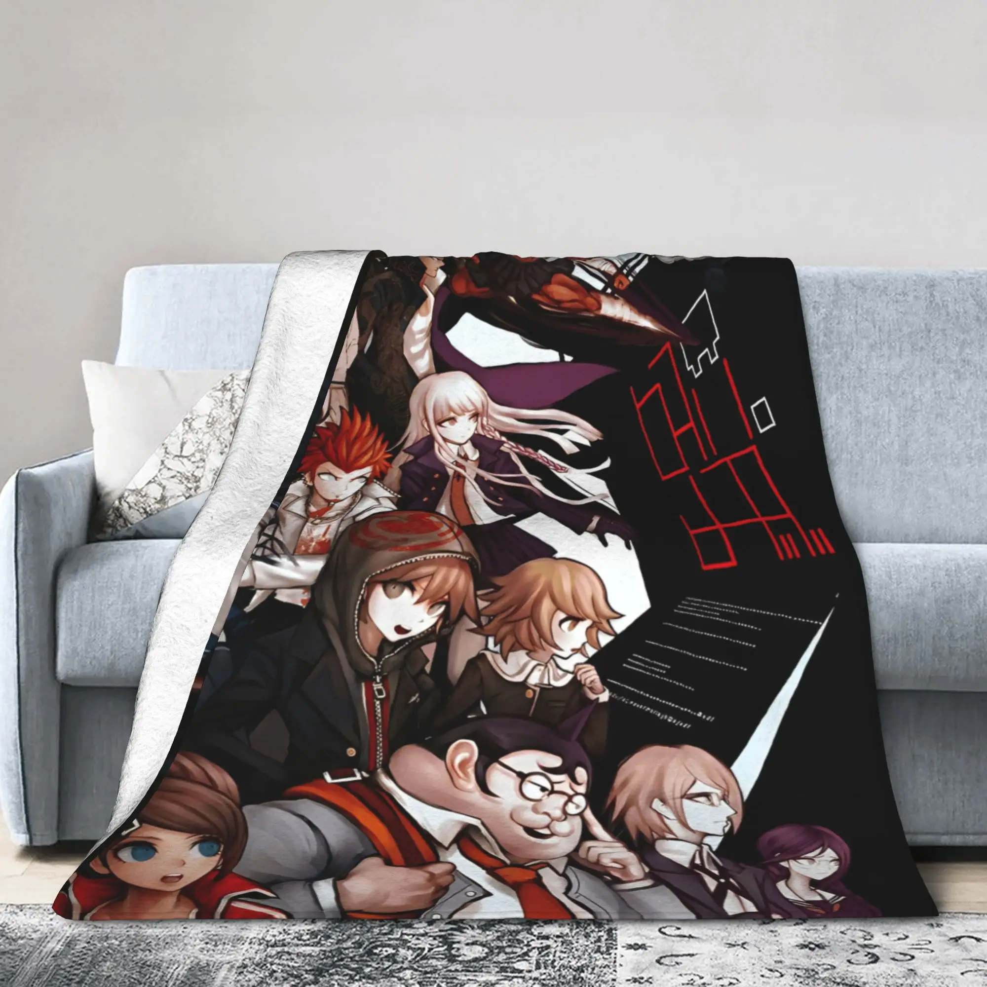 بطانية Danganronpa اليابانية الرسوم المتحركة بمقاسات متعددة، بطانيات مريحة فائقة النعومة للأريكة والسرير