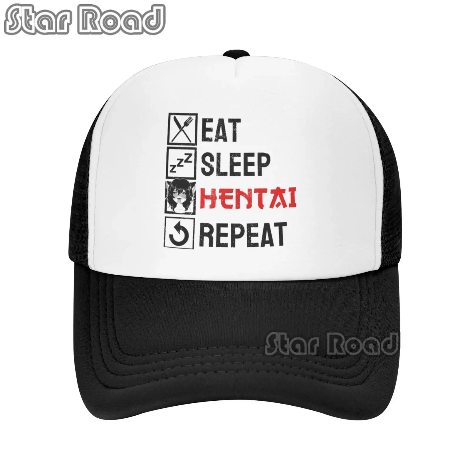 Eat Sleep Hentai Repeat Dad Hat Baseball Cap Adjustable Polo Trucker Unisex Style Headwear