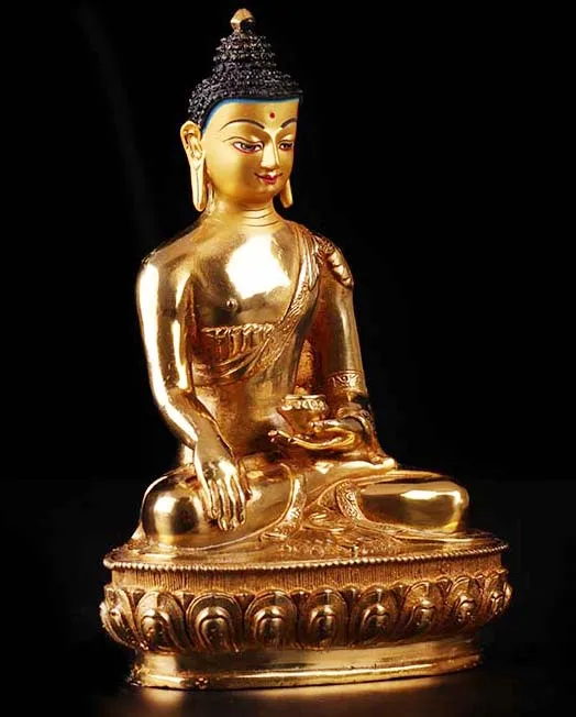 

20cm # GOOD Buddha Buddhist bless family home Safety Health wealth efficacious Protection FULL Gold-plated Shakyamuni Buddha