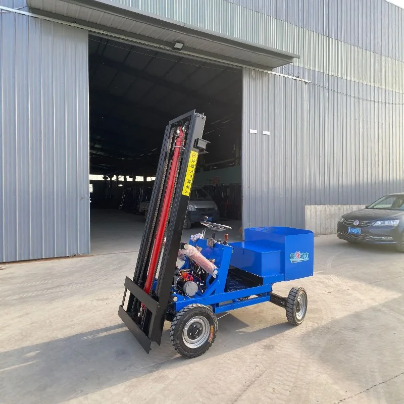 Small Simple Electric Forklift 0.8 Ton 1 Ton Ride On Mini Four Wheel Hydraulic Lifting Loading Unloading Stacker