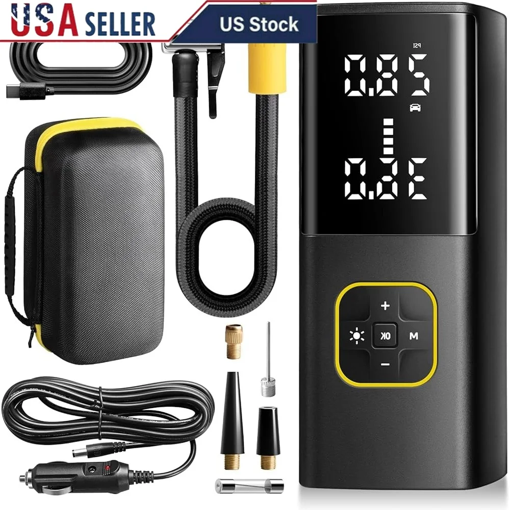 

Cordless Rechargeable Tire Inflator 150PSI Portable Air Compressor Digital Display Auto Shutoff Bike Pump Car Motorcycle