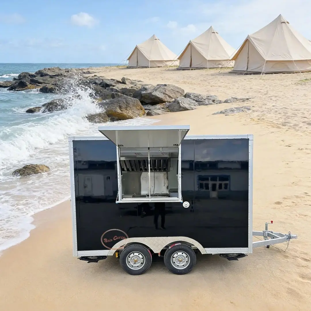 

Durable Fiberglass Food Concession Trailer Mobile Street Food Truck with Sink Grills Air Conditioner for Business Use