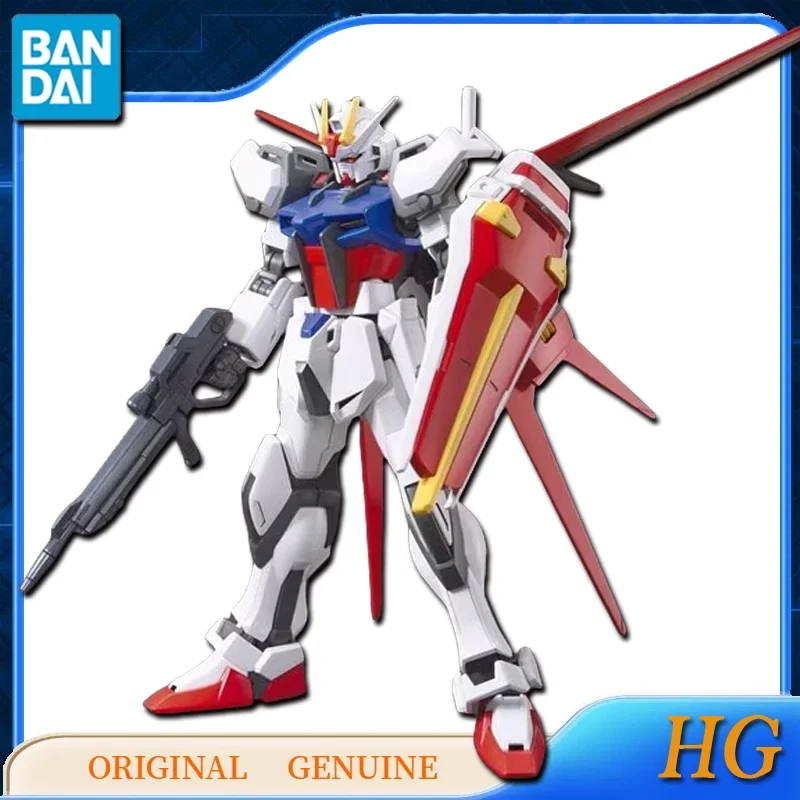 Bandai Gundam asli HG GAT-X105 + AQM 'e-x01 AILE STRIKE GUNDAM Anime Action figure mainan untuk anak-anak hadiah Model ornamen