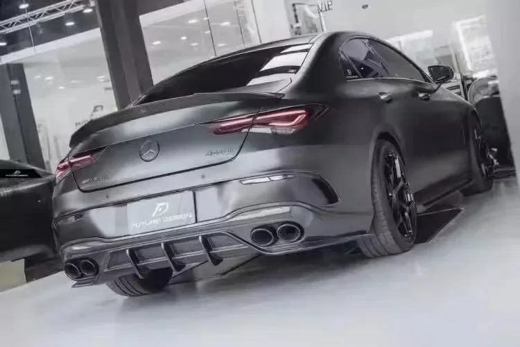 자동차 앞 범퍼 립 리어 디퓨저 스포일러 사이드 스커트 배기 바디 키트, W118 벤츠 CLA45 AMG 2021 2022 2023 리얼 탄소 섬유