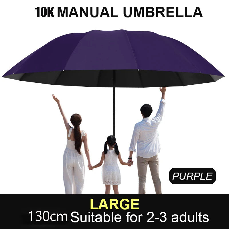 130 cm Extra großer dreifach gefalteter Regen- und Regenschirm. Effektiver Regenschutz. Effektive Windbeständigkeit, UV-Beständigkeit – Detail 9