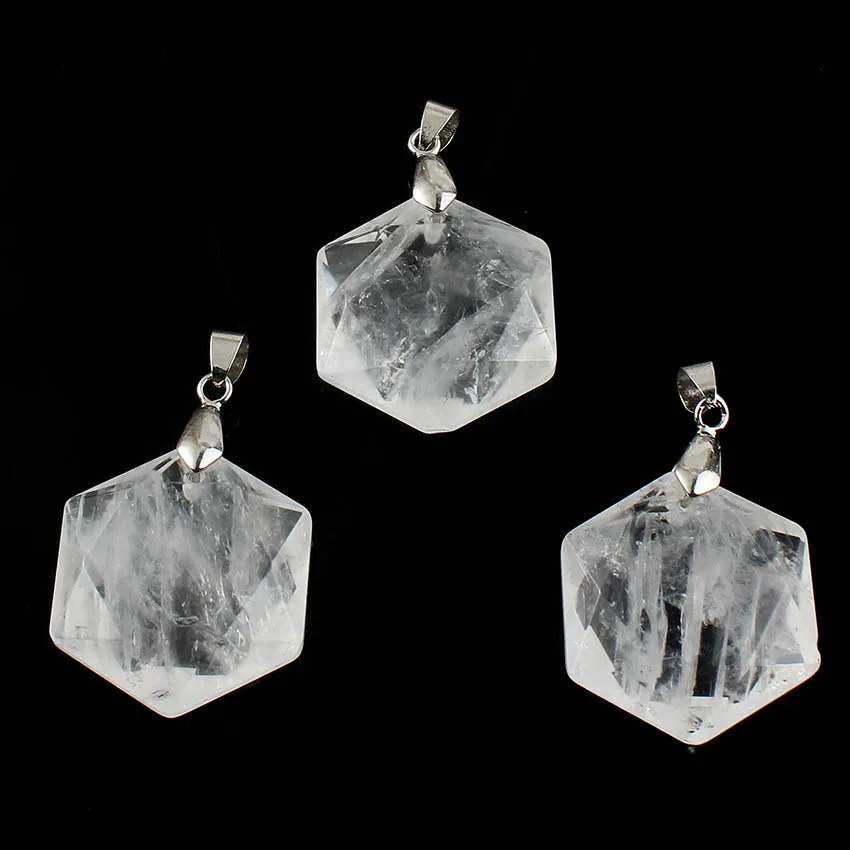 Natural Healing Crystal Quartz Stone Pendants Hexagram Hexagon Faceted Star of David Reiki Rock Pendant Men Women Jewelry Making