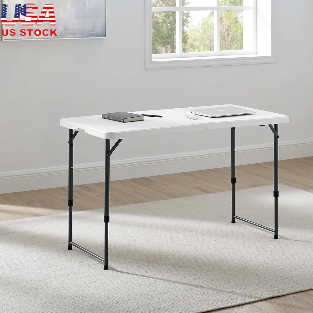 

Adjustable Height Folding Table Portable Easy Fold Indoor Outdoor Stain Resistant Scratch Resistant UV Protected Durable Carry