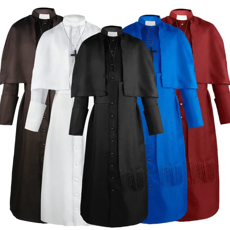 ยุคกลางสีทึบพ่อเครื่องแต่งกายฮาโลวีน Pastor COSPLAY เครื่องแต่งกาย