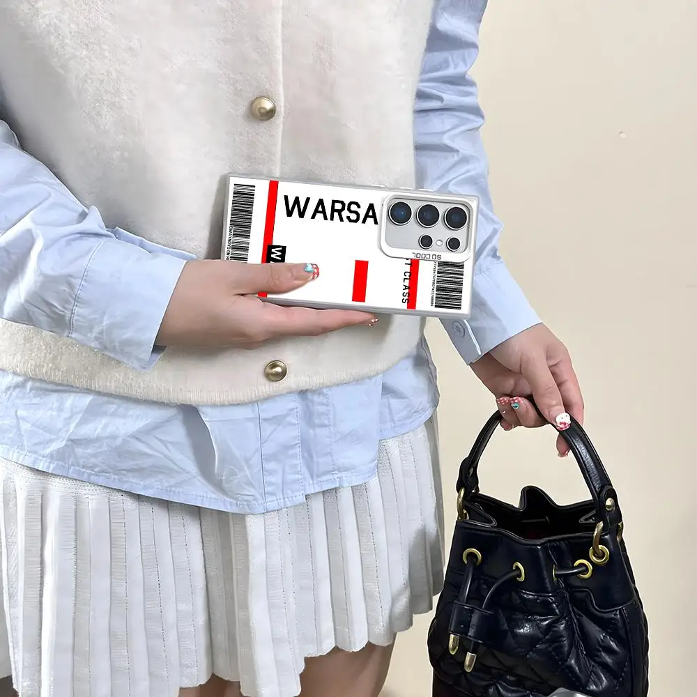 بولندا طائرة السفر تذكرة جراب هاتف لسامسونج غالاكسي S25 S24 S22 S23 الترا S21 S23 زائد 5G لامعة غطاء من البولي يوريثان للصدمات Funda