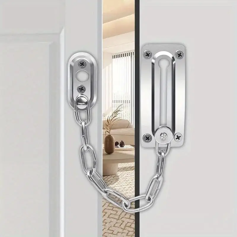 3Pcs Stainless Steel Door Chain Lock Guard, Safety Catch Restrictor, Safety Limiter, Security Bolt Slide, Front Door Chain And C