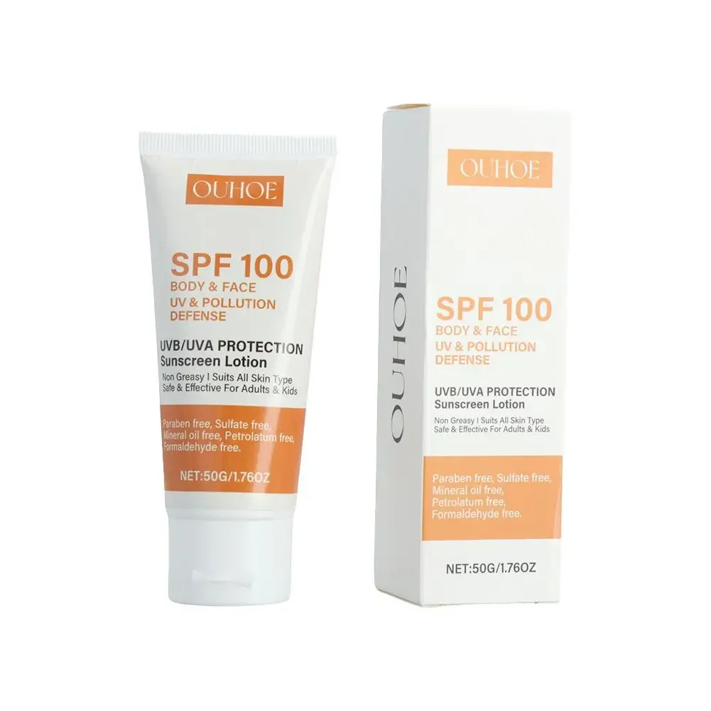 Crème solaire pour le corps Spf100 +, Non grasse, protection UV, contrôle de l'huile, crème solaire 