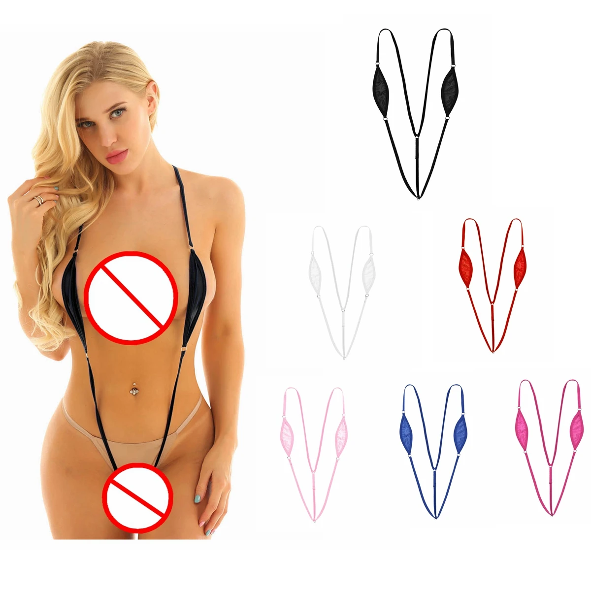 Women Summer Bikini Set Swimwear Sheer Lingerie Swimsuit Spaghetti Straps Y-back Mini Micro Thong Bikini Nightwear Sexy Costume