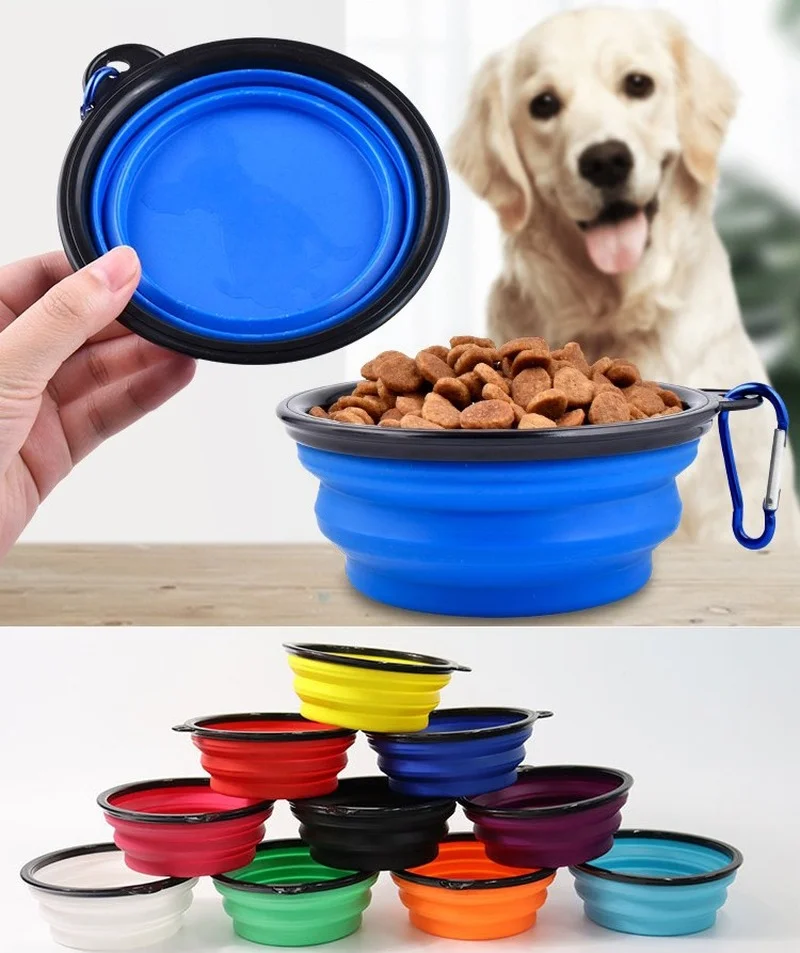 350\650\1000ml Large Collapsible Dog Pet Folding Silicone Bowl Outdoor Travel Portable Puppy Food Container Feeder Dish Bowl