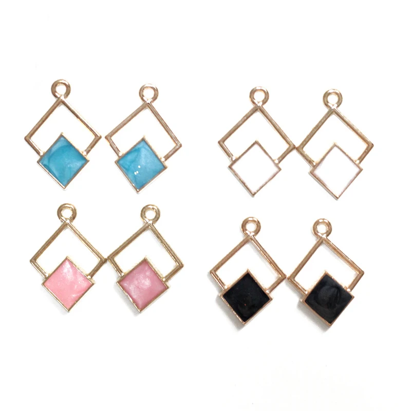 16 * 23mm Fashionable Alloy Enamel Oil Geometric Diamond Earrings Accessories, Niche, Light Luxury, High-End Diy Jewelry Creatio