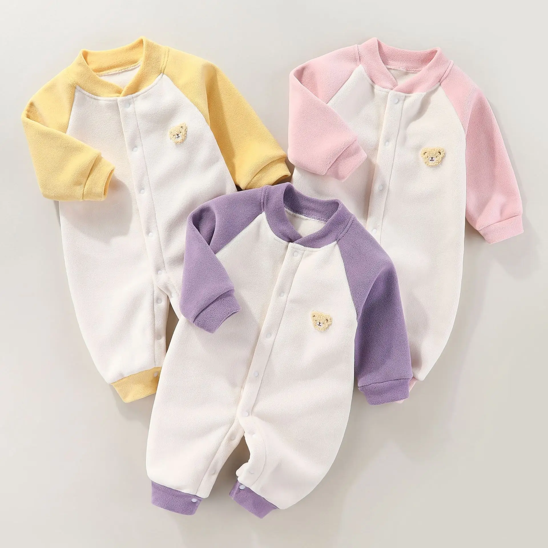 

3-24 months newborn baby onesie baby onesie go out winter thickened color-coded clothing warm baby crawling suit