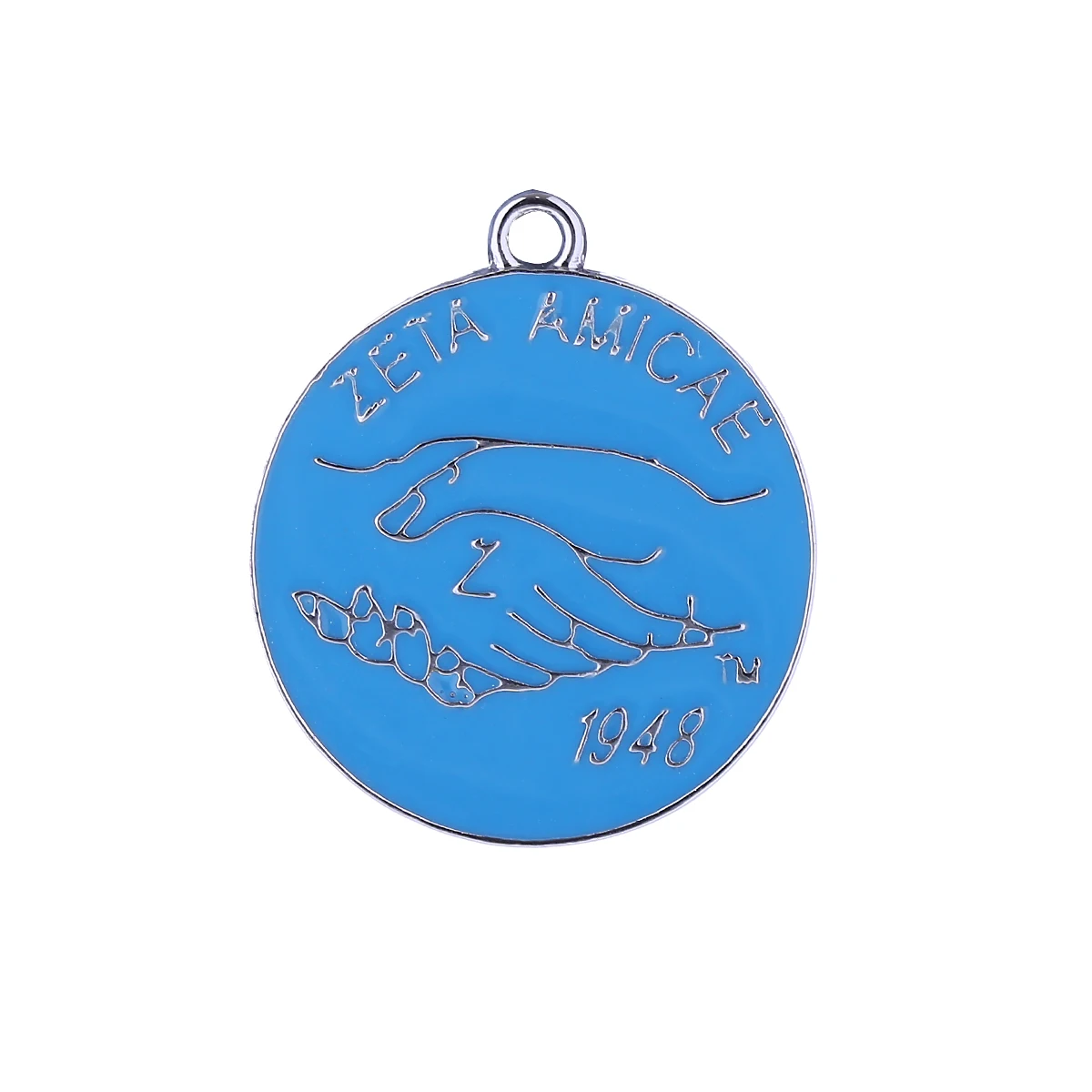 Custom Greek Sorority Pendant Hand Gesture Light Blue Color Since 1948 ZETA AMICAE Charms