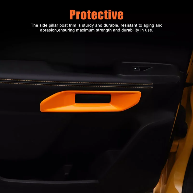 BB-フォードレンジャー 2023 2024 車のドアアームレストカバーフレームトリムインテリアアクセサリーオレンジ