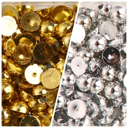 gold/silver half-round imitation pearl 3-6mm shiny abs resin beads flatback glitters for DIY clothing nail art Craft decoration