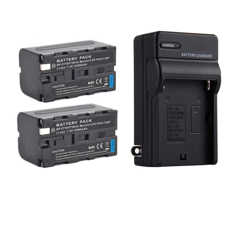 

5200mAh NP-F750 NP-F770 NPF750 NP F770 Camera Battery + USB Charger for Sony NP F330 F530 F550 F570 F770 F960 F970 F930 F950