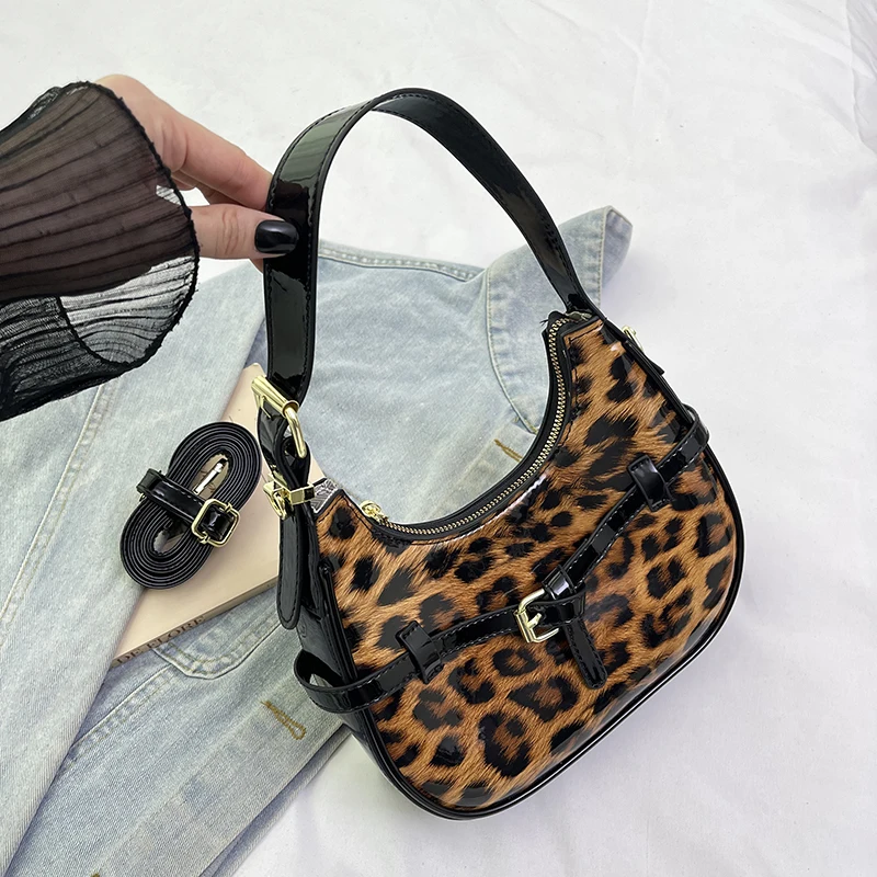 

Брендовая сумка в форме полумесяца, роскошная сумка на плечо с леопардовым принтом для женщин, дизайнерская сумка-кошелек 2025 года, модная сумка через плечо Hobos