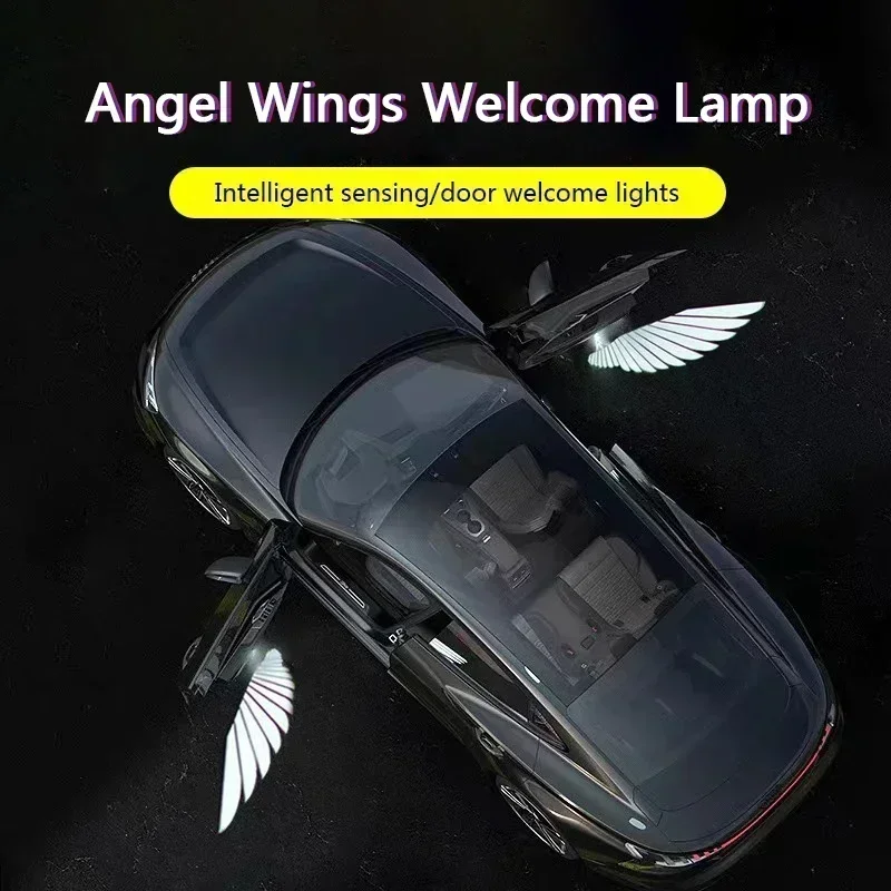 2/4pcs Car Angel Wings Wireless Courtesy Car Door Projector LED Shadow Lights Lamp Car Accessories for Univers-al Vehicle Models - view 3