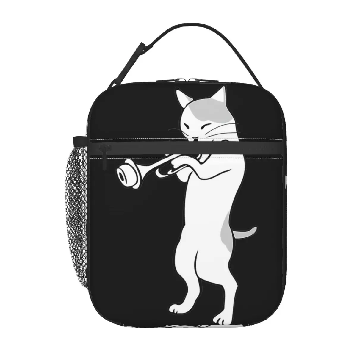 Cat Trumpet Player Straight Mute Wah Wah Funny Trumpet Insulated Lunch Bag Children Leakproof Food Boxes Thermal Lunch Box Tote