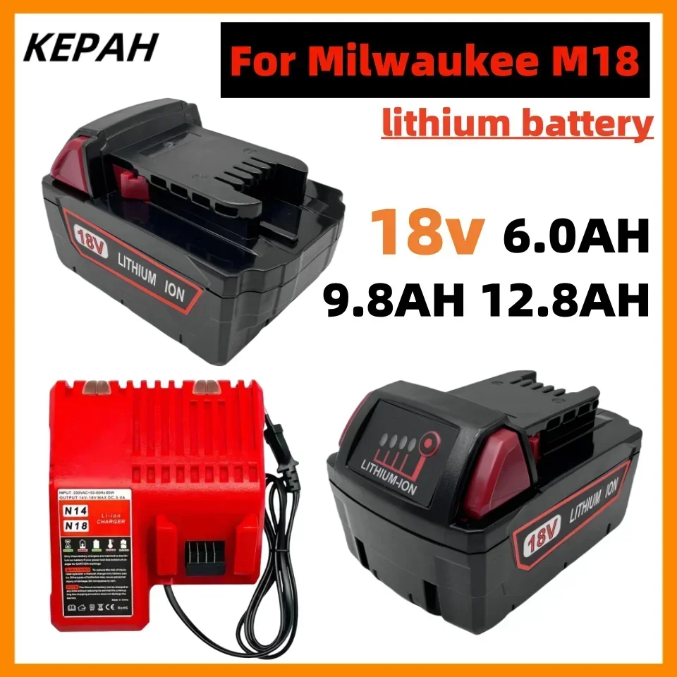 สำหรับ M18 milwaukee 18V 12800mAh อะไหล่สำหรับ B5 M18 milwaukee XC Li-ion แบตเตอรี่48-11-1815 48-11-1850 2604-22 2604-20