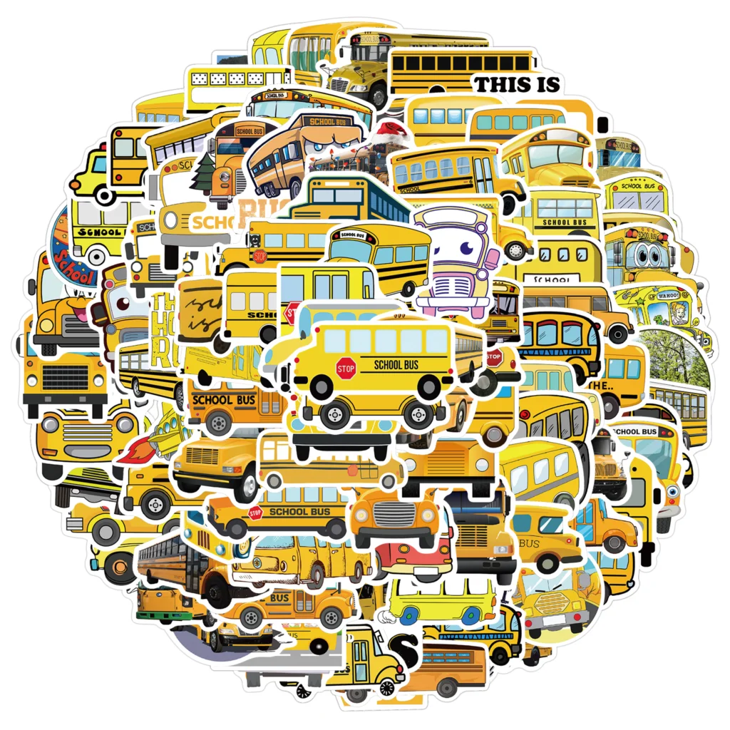 50/100PCS School Bus Stickers pack Skateboard Fridge Guitar Motorcycle Luggage DIY Classic Toys Graffiti Sticker Decals