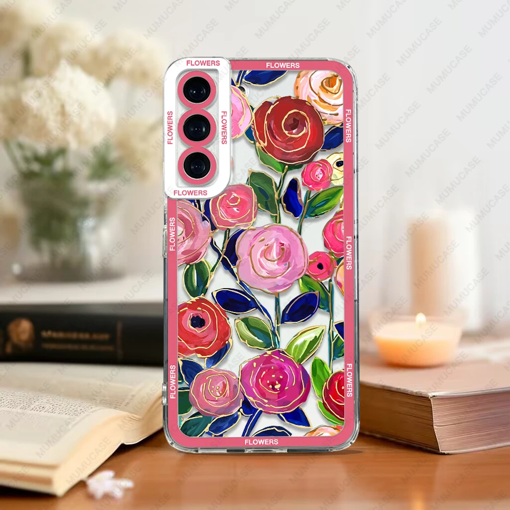 Case For Samsung Galaxy S20 S21 FE S22 S23 Ultra A13 A32 A33 A50 A52 A53 A73 A54 A14 Soft Cover Wild Flowers