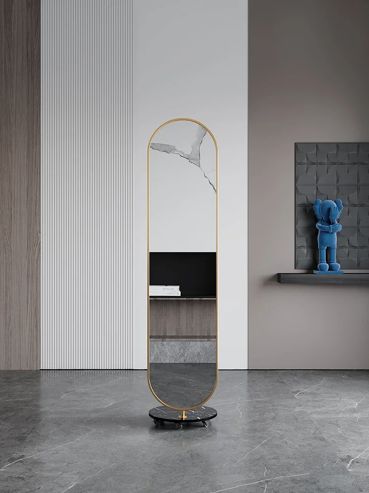 Light luxury full body full-length mirror household clothes and hats hanging hangers integrated mobile bedroom floor mirror