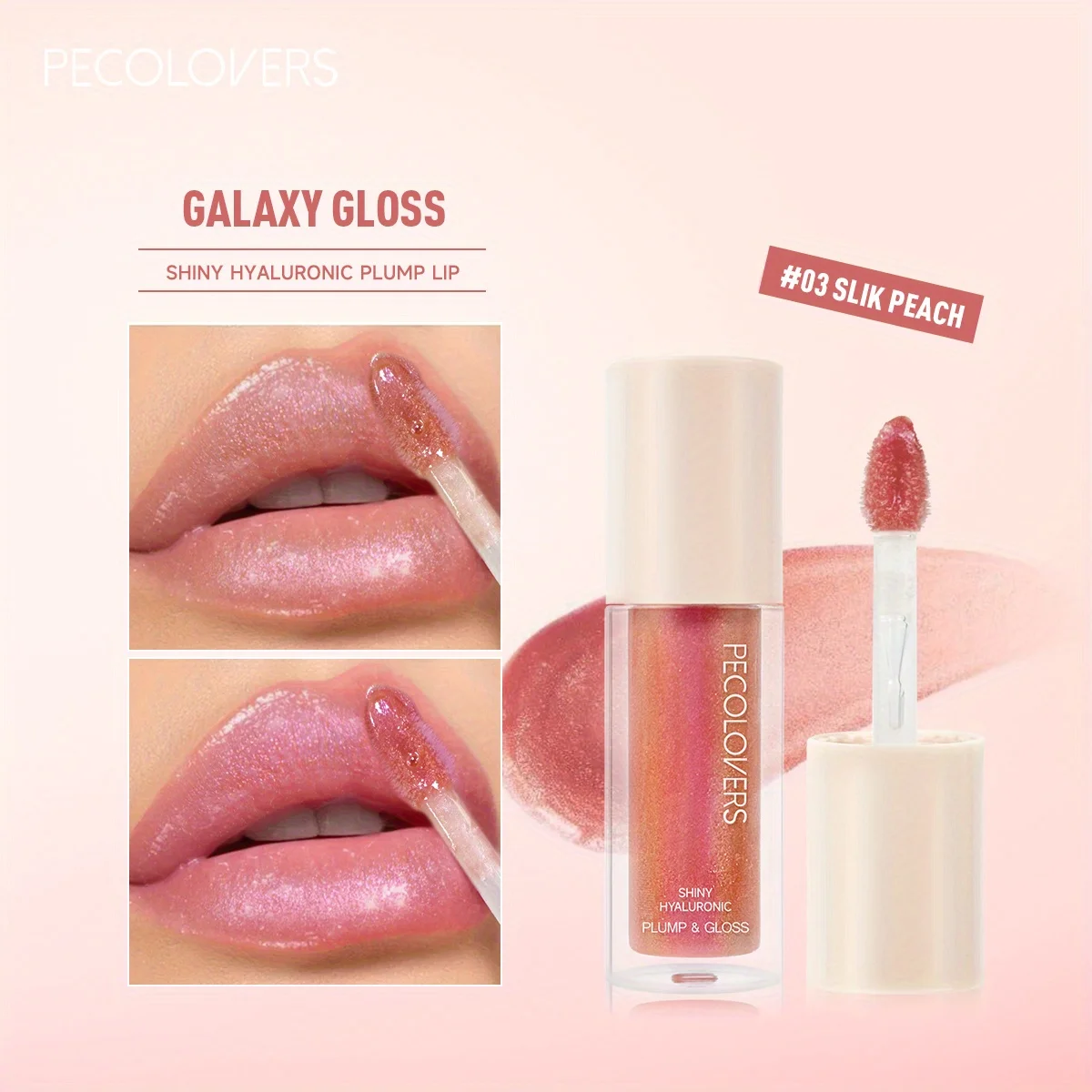 Hyaluronic Plump Gloss Shimmery Liquid Lipstick Primer - Moisturizing Coral, Mixed Color, Red, Skin Tone Lip Oil Glaze