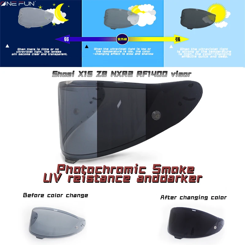 For SHOEI Z8 X15 ADV GTAIR12 Glamster Helmet Photochromic Visor HD Clear Day Night Use Anti Fog Scratch Proof Lens Quick Release