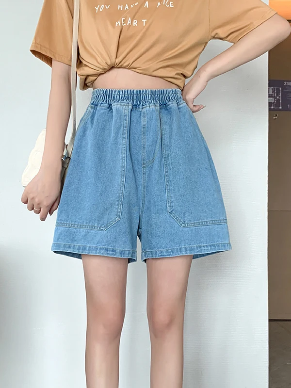 

High Waist ort Jeans Women's Summer Thin New Loose Wide Leg Pants Versatile Slimming Small Size Casual Five-Quarter Length