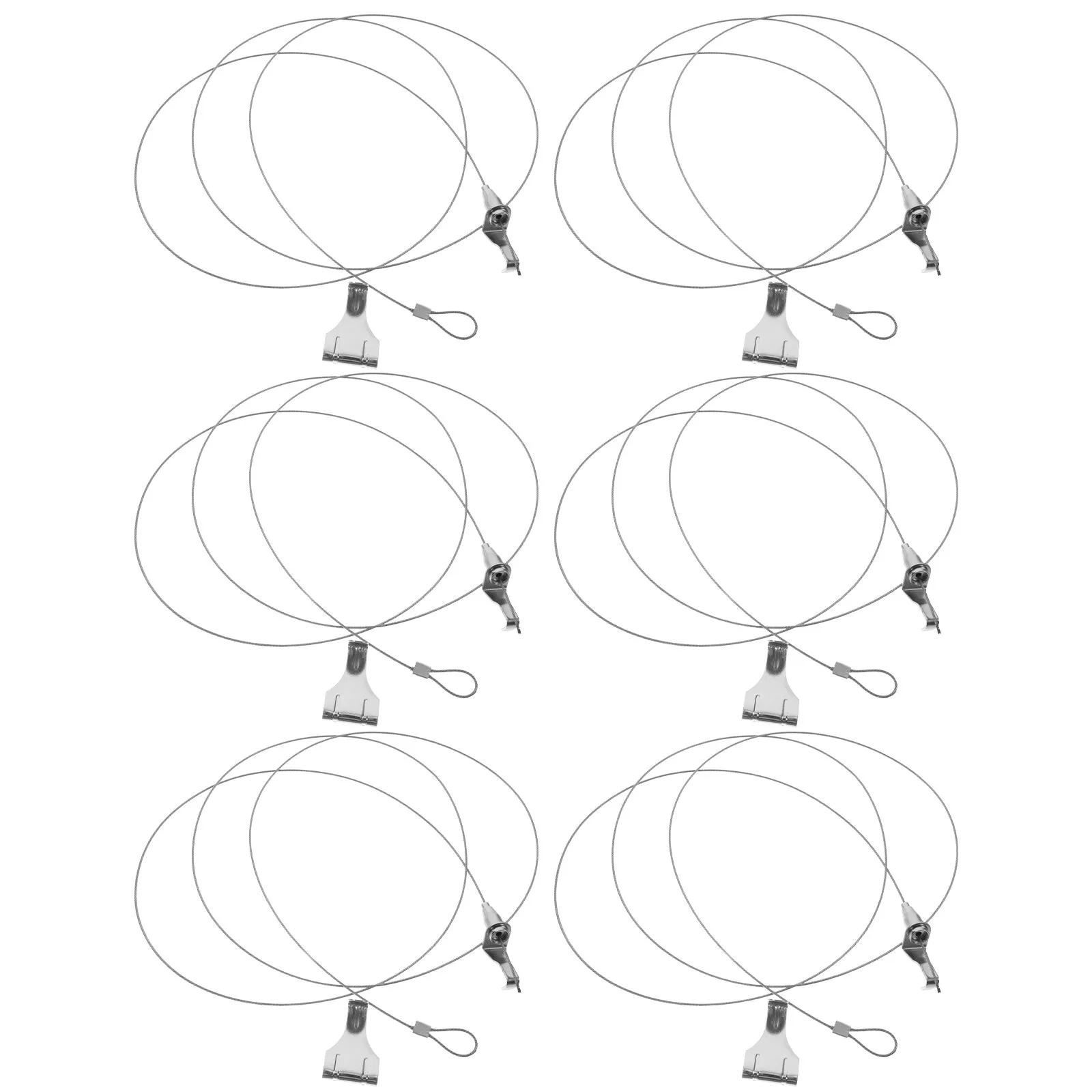 6Sets Picture Rail Hanging Kit For For Display Office Decor Adjustable Hooks Wire System Strong Steel Hotel Photo