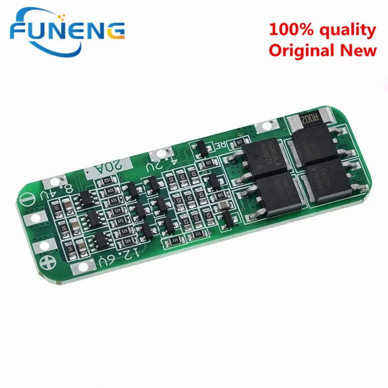 5pcs 3S 20A Li-ion Lithium Battery 18650 Charger PCB BMS Protection Board For Drill Motor 12.6V Lipo Cell Module 64x20x3.4mm