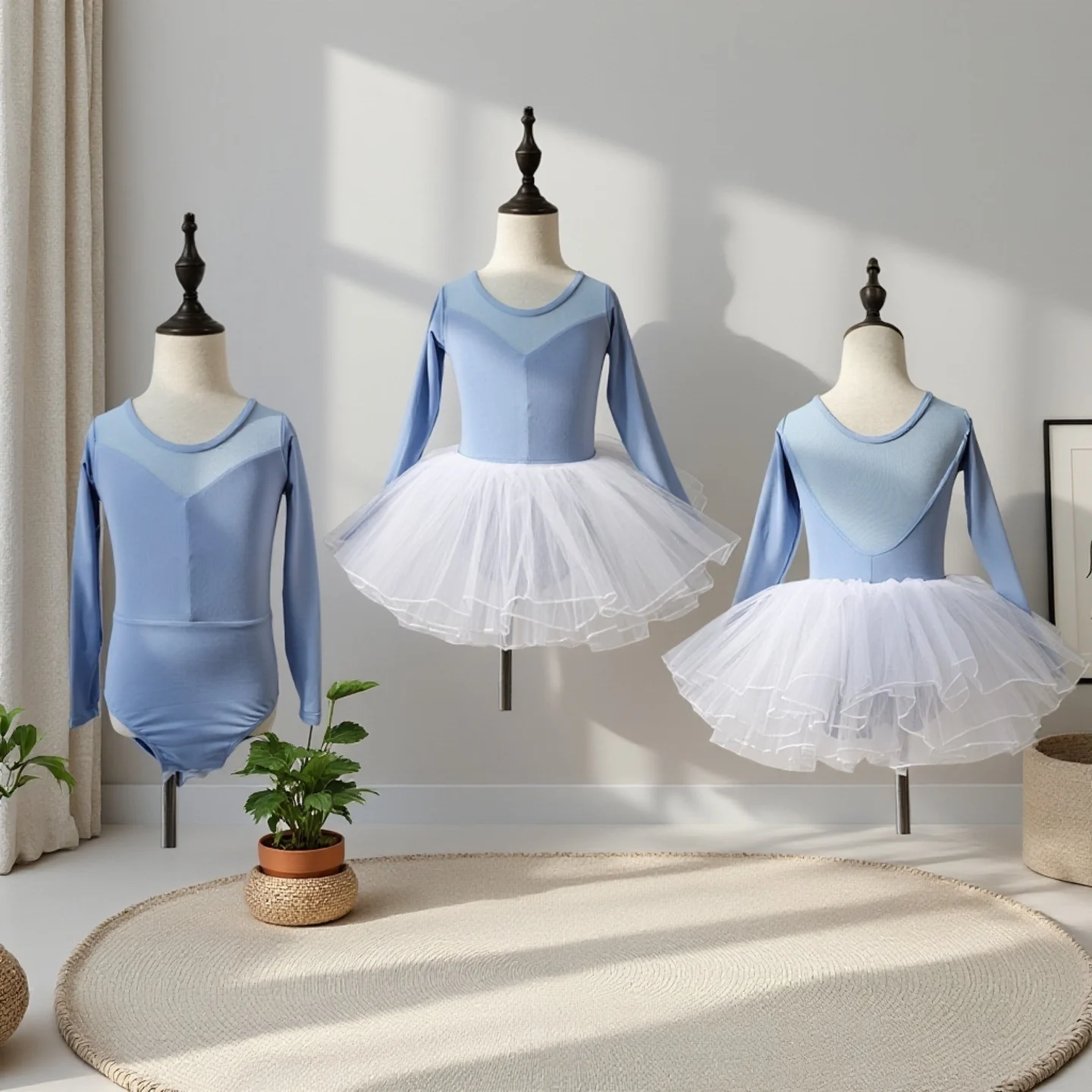 

Girls Ballet Leotards Gymnastics Long Sleeves Skirt Cotton Kids Ballet Dress Child Tutu Skirt Dancewear Dance Costume Bodysuit