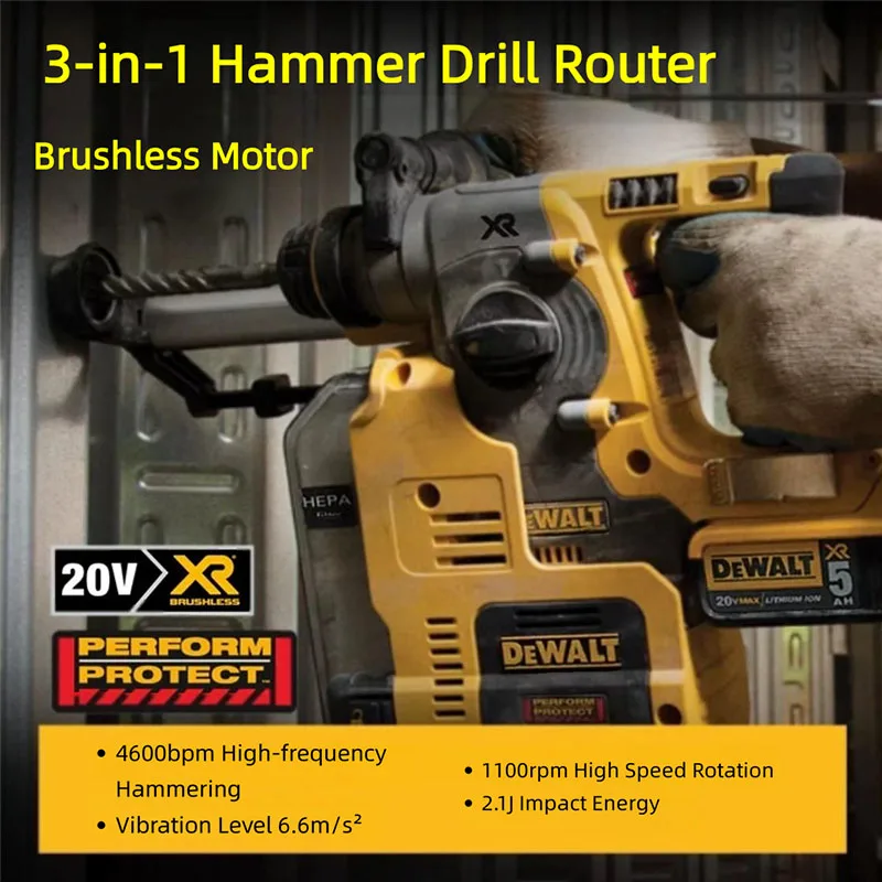 Marteau perforateur rotatif sans fil DEWALT 18V/20V MAX Brushless SDS plus, outil à percussion pour usage professionnel
