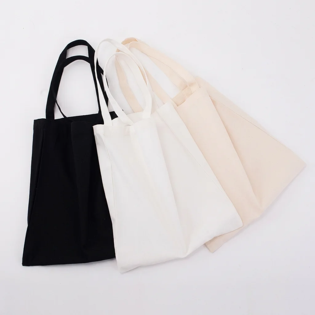 Cotton Canvas Shopping Bags Reusable Foldable Tote Bag Shoulder Handbag Eco-Friendly Women Ladies ShoulderHandbag for Daily Use