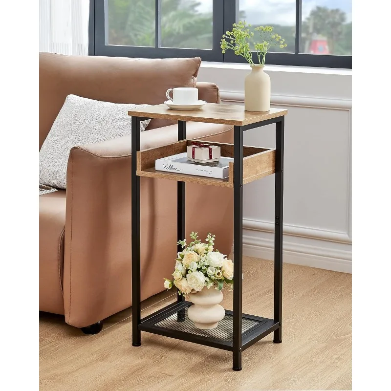 โต๊ะข้างทรงสูง, โต๊ะไฮเอนด์ 30 นิ้ว, โต๊ะทางเข้าเล็ก, โต๊ะข้างเตียงสําหรับห้องนั่งเล่นและห้องนอน, สีเทาและสีดํา