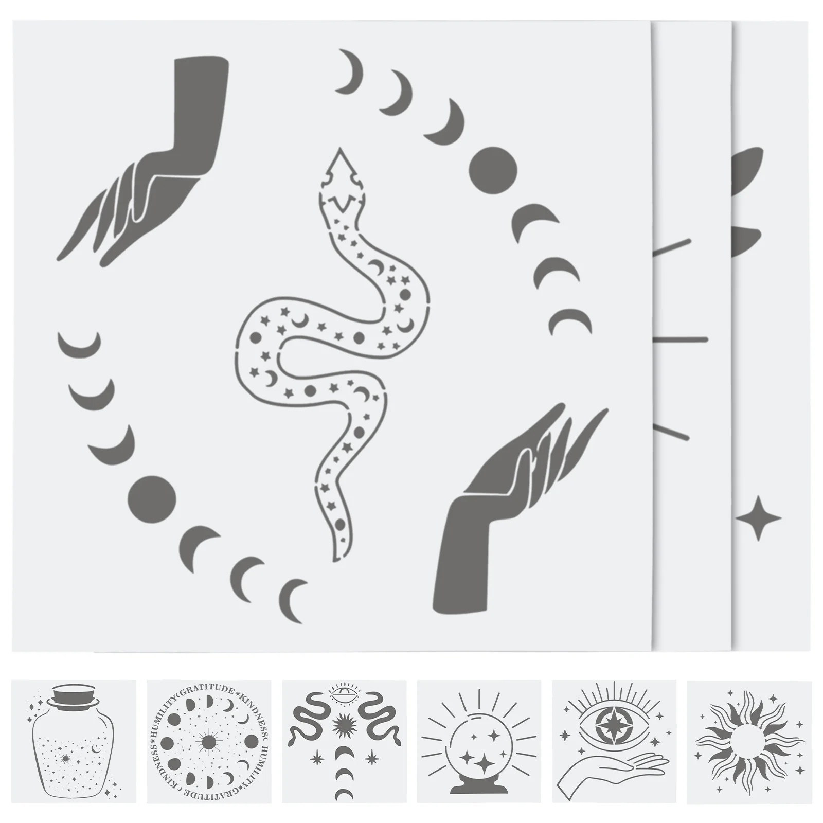 

9 Pcs Openwork Painting Template Stencils Drawing Hollow-out Templates Graffiti Multi-function White DIY