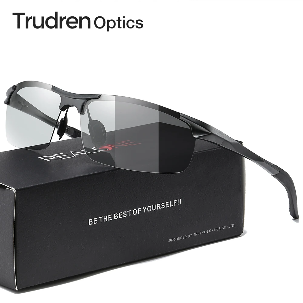 Trudren Aluminium Sport Photochromic Polarized Sunglasses for Men Cycling MTB Sun Glasses Change Tint Running Sunglass 5933