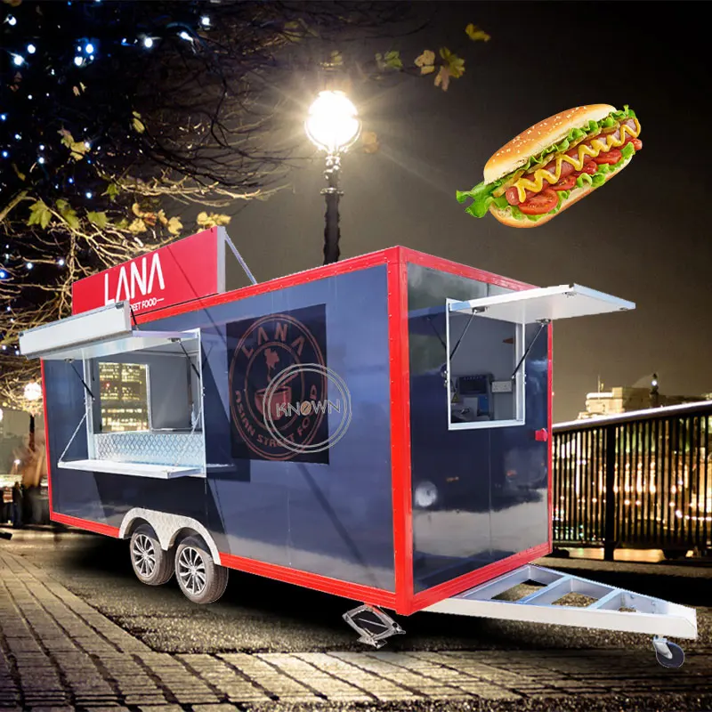 

Towable Concession Food Trailer for Sale Mobile Food Truck Carts Stainless Steel Hot Dog Vending Cart