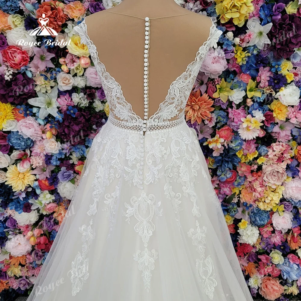 Roycebridal pizzo Boho abiti da sposa al largo della spalla 2024 eleganti abiti da sposa da spiaggia Appliques di pizzo floreale abito da sposa