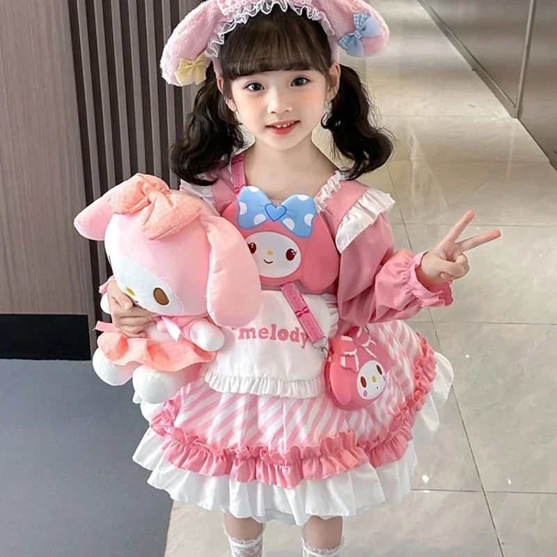 Girls Pink Anime Kawaii Lolita Sanrios My Melody Princess Cute Cartoon Childrens Birthday Dress Loose Comfortable Fluffy Dress