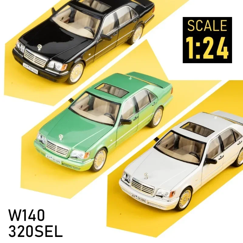 Simulation 1/24 Scale Benzs W140 320SEL Vintage Car Model With Sound Light Chidlren Diecast Alloy Toy Vehicle Collective Voiture