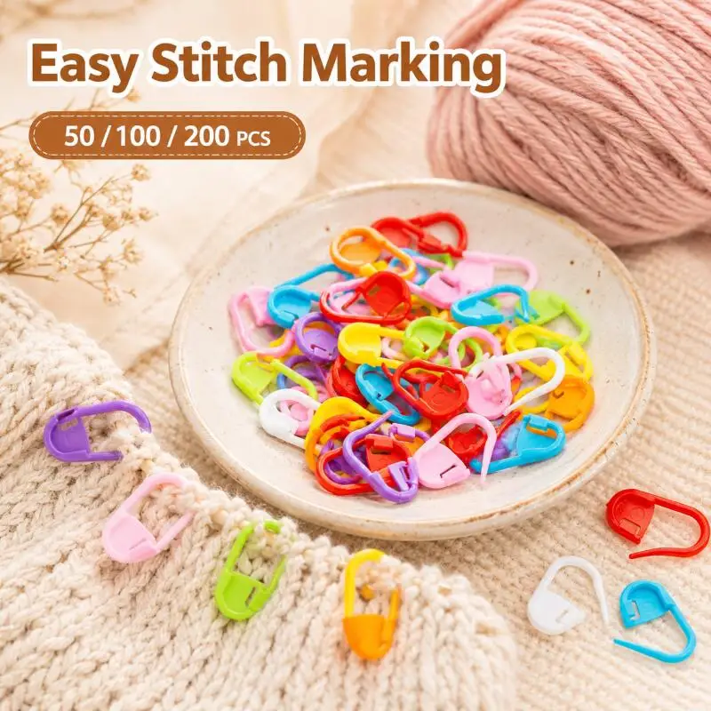 50–200 Stück bunte Sicherheitsnadeln aus Kunststoff, Strickmarkierer, Häkelmaschenklammern für DIY-Strick-, Näh- und Bastelarbeiten, Bekleidungszubehör – Detail 1